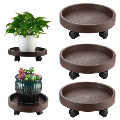8 Pack Plant Caddy with Wheels Heavy Duty 12.2 Inch Plant Dolly with Locking Casters Rolling Plant Stand for Indoor Outdoor, Brown New Era Fashion LLc