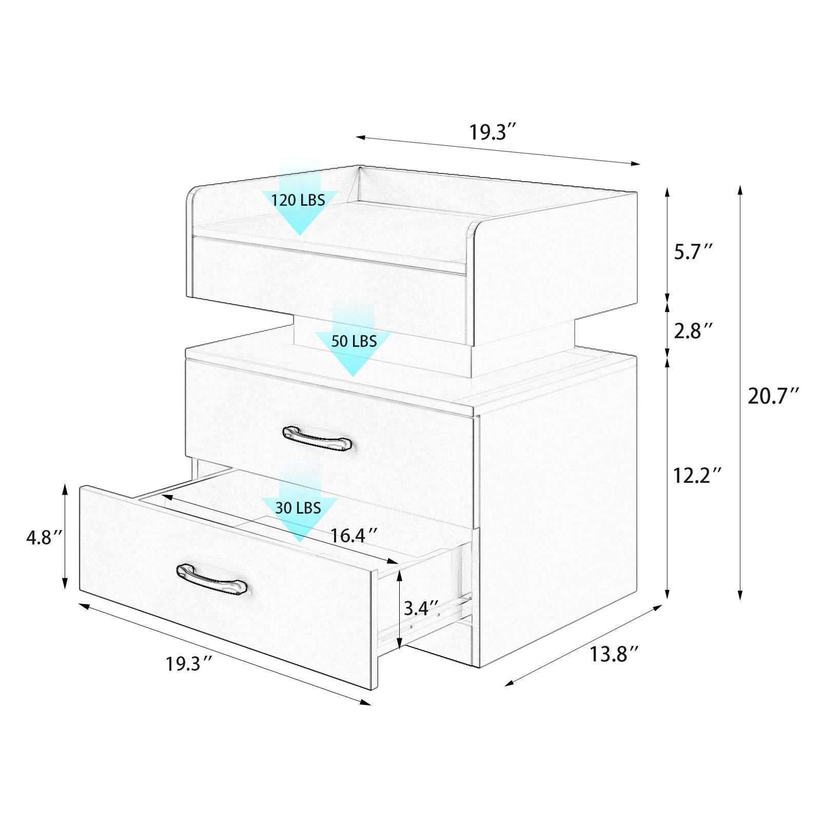 2 Set Nightstand with Adjustable LED Strip Light, 2-drawers, Large Storage Space, Suitable for Bedside Table, Coffee Table, Sofa Side Table or End Table for Study Desk New Era Fashion LLc