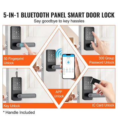 Smart Lock, 5-in-1 Smart Door Knob, Fingerprint Deadbolt with App Control, Bluetooth Smart Lock, Keyless Entry Door Lock with Handle, Biometric Door Lock, Keypad Digital Door Lock for Front Door New Era Fashion LLc