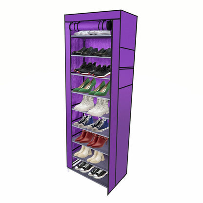 Room-saving 10-Layers 9 Lattices Non-woven Fabric Shoe Rack Black New Era Fashion LLc