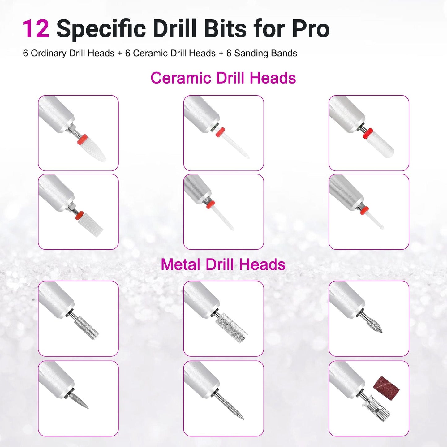 Portable Electric Nail Drill 35000RPM Nails Milling Cutter Wireless Pedicure Grinder Rechargeable Nail Drilling Machine (Silver) New Era Fashion LLc