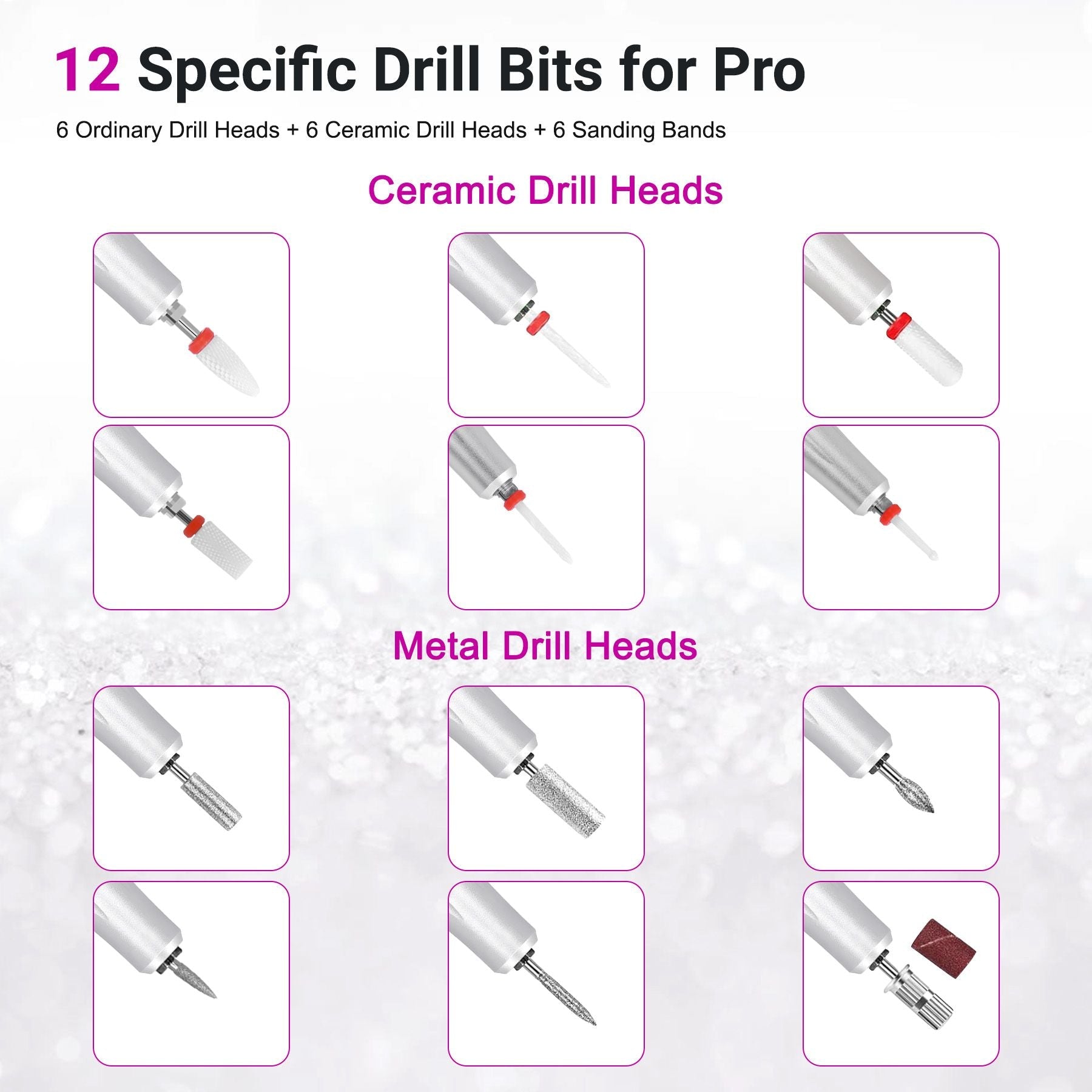 Portable Electric Nail Drill 35000RPM Nails Milling Cutter Wireless Pedicure Grinder Rechargeable Nail Drilling Machine (Silver) New Era Fashion LLc
