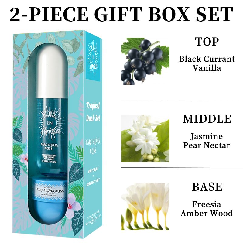 2-Piece Set, SOLO EN IBIZA Body & Hair Fragrance Mist And Body Cream Gift Box For Men And Women, Long Lasting Fragrance, 4 Different Scent, Perfect For Holiday Gifts, Dating, Daily Life, Parties New Era Fashion LLc