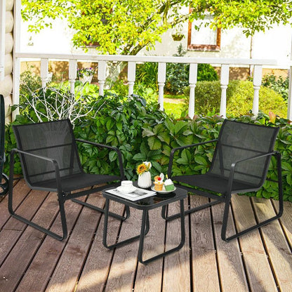 3 Pieces Patio Bistro Furniture Set with Glass Top Table Garden Deck New Era Fashion LLc