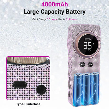 Portable Electric Nail Drill 35000RPM Nails Milling Cutter Wireless Pedicure Grinder Rechargeable Nail Drilling Machine (Silver) New Era Fashion LLc