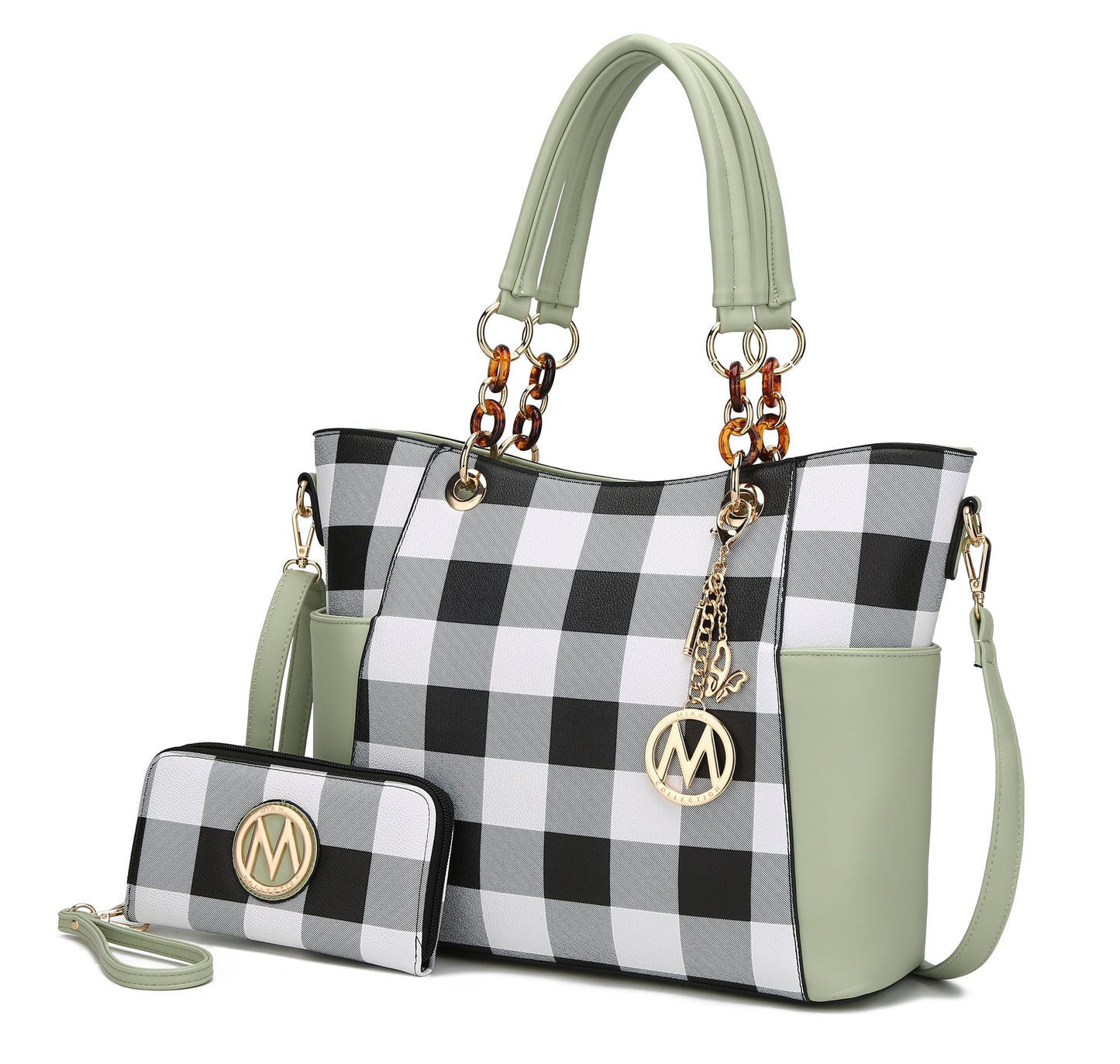 MKF Collection Bonita Checker Tote Handbag & Wallet Set Women by Mia K New Era Fashion LLc