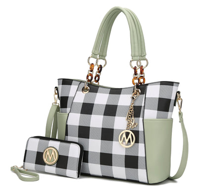 MKF Collection Bonita Checker Tote Handbag & Wallet Set Women by Mia K New Era Fashion LLc