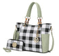 MKF Collection Bonita Checker Tote Handbag & Wallet Set Women by Mia K New Era Fashion LLc