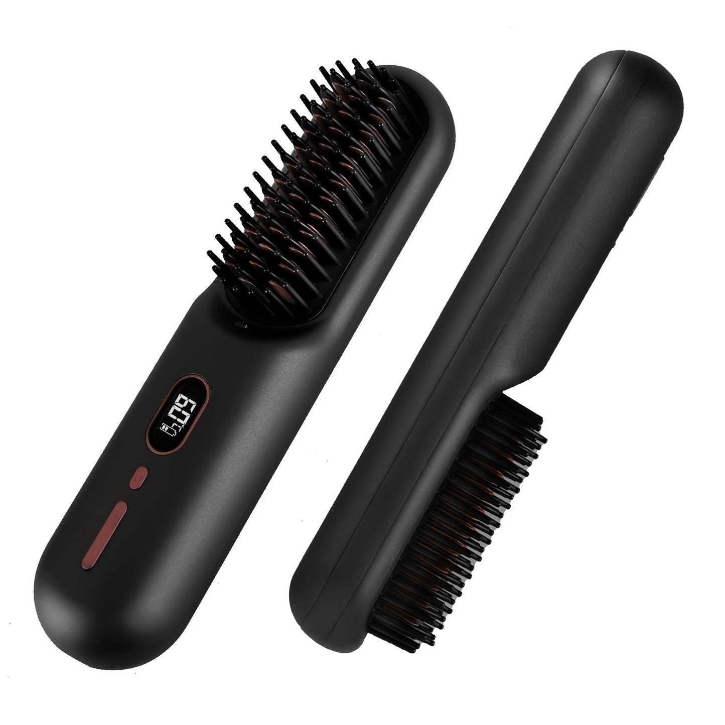 Cordless Negative Ion Hair Straightener Brush Rechargeable Mini Styling Comb with 12 Heating Levels Anti-scald 30S Preheating 30Mins Auto Sleep LCD Display New Era Fashion LLc