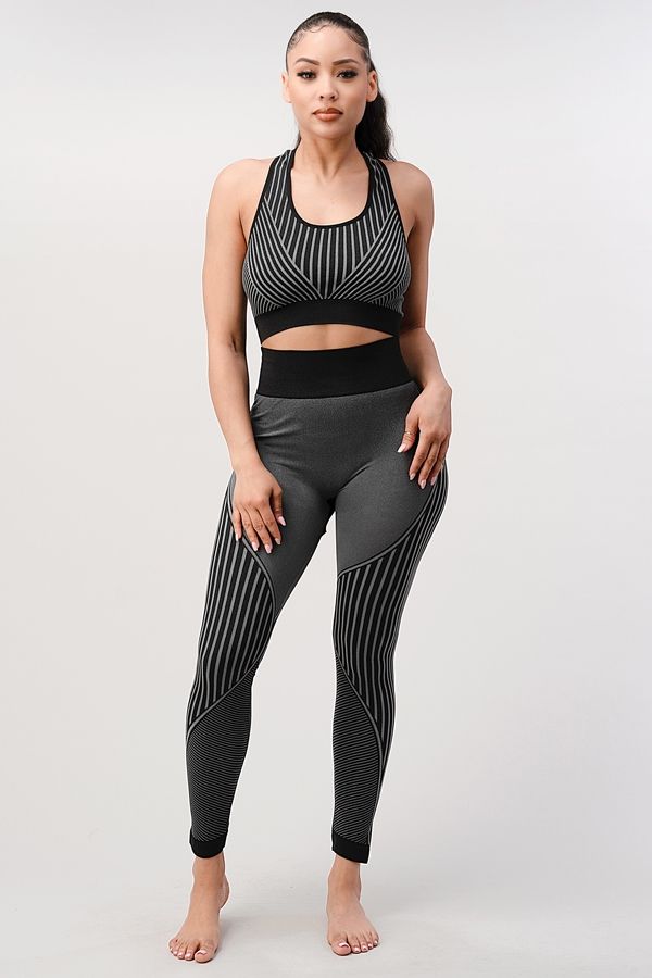 2 Piece Outfits for Women - Seamless Ribbed Yoga Outfits Sports Bra and Leggings Set New Era Fashion LLc