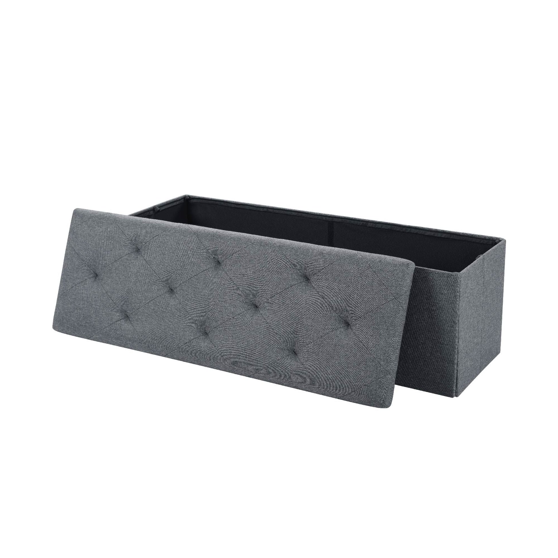 Folding Storage Ottoman Bench, Ottoman Foot Rest, End of Bed Bench, Storage Chest, for Living Room, Bedroom, Entryway, 43 Inches, Gray New Era Fashion LLc