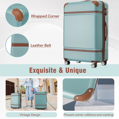 Hardshell Luggage Sets 3 Pieces 20"+24" Luggages and Cosmetic Case Spinner Suitcase with TSA Lock Lightweight,Green New Era Fashion LLc
