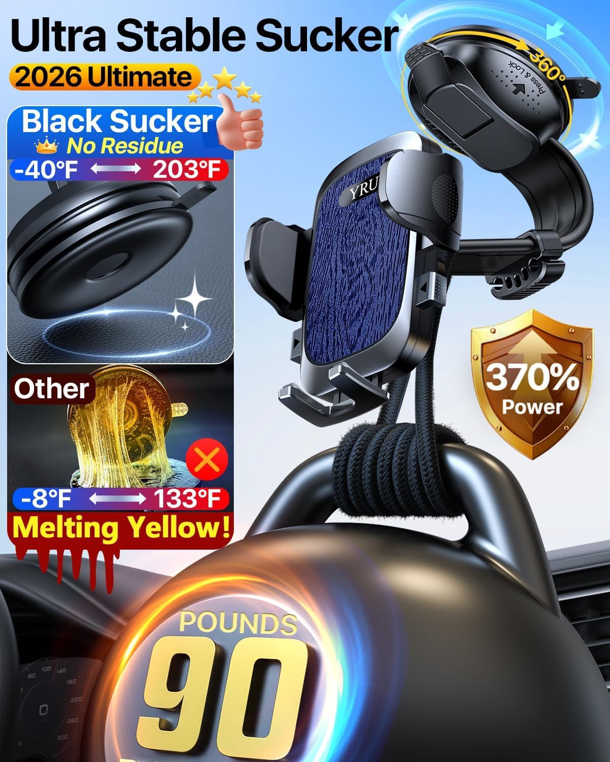 2026 Ultimate Car Phone Holder Mount Bendable & Adjustable Aluminum Arm Cell Phone Holder for Car Dashboard Windshield Phone Stand for iPhone 17 16 15 14 Pro Max Samsung Pickup Truck New Era Fashion LLc