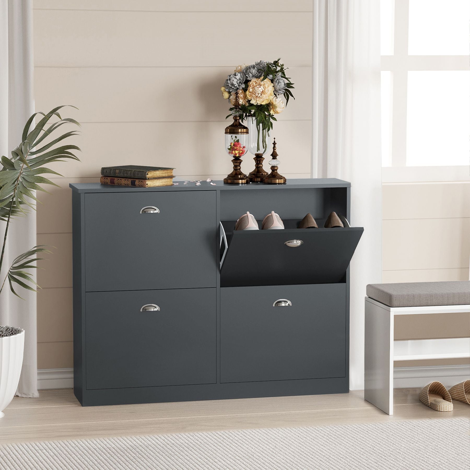 Shoe Cabinet,Hidden Slim Narrow Shoe Rack Cabinet with 4 Drawers for Entryway, Foyer,Hallway,Bedroom New Era Fashion LLc