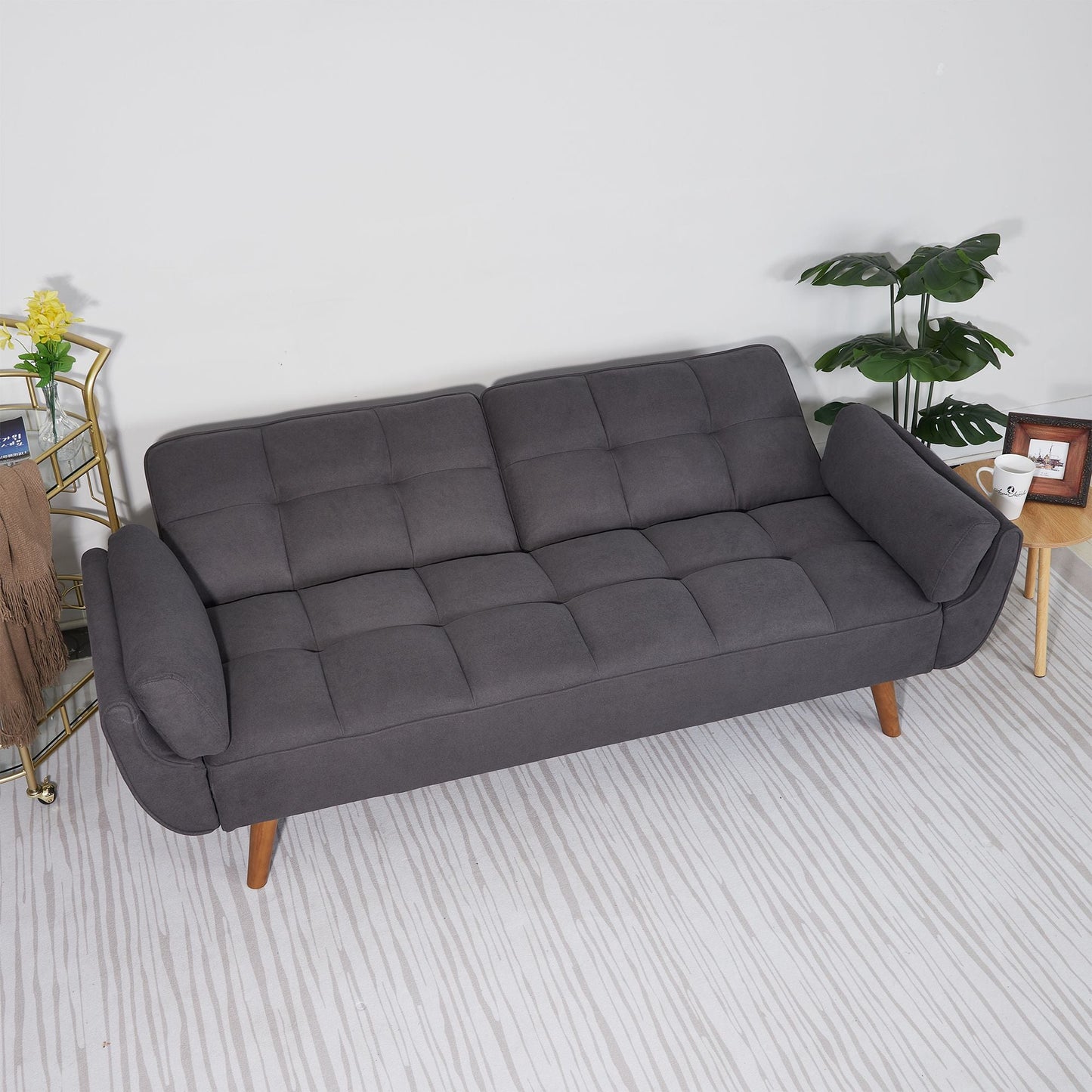 75" Flared Arm Convertible Sleeper Sofa-Dark Gray New Era Fashion LLc