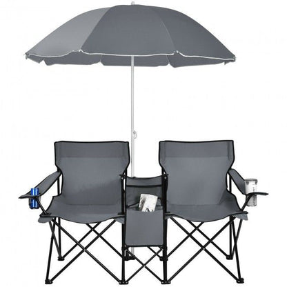 Portable Folding Picnic Double Chair With Umbrella New Era Fashion LLc
