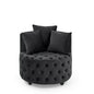 Velvet Upholstered Swivel Chair for Living Room, with Button Tufted Design and Movable Wheels, Including 3 Pillows New Era Fashion LLc