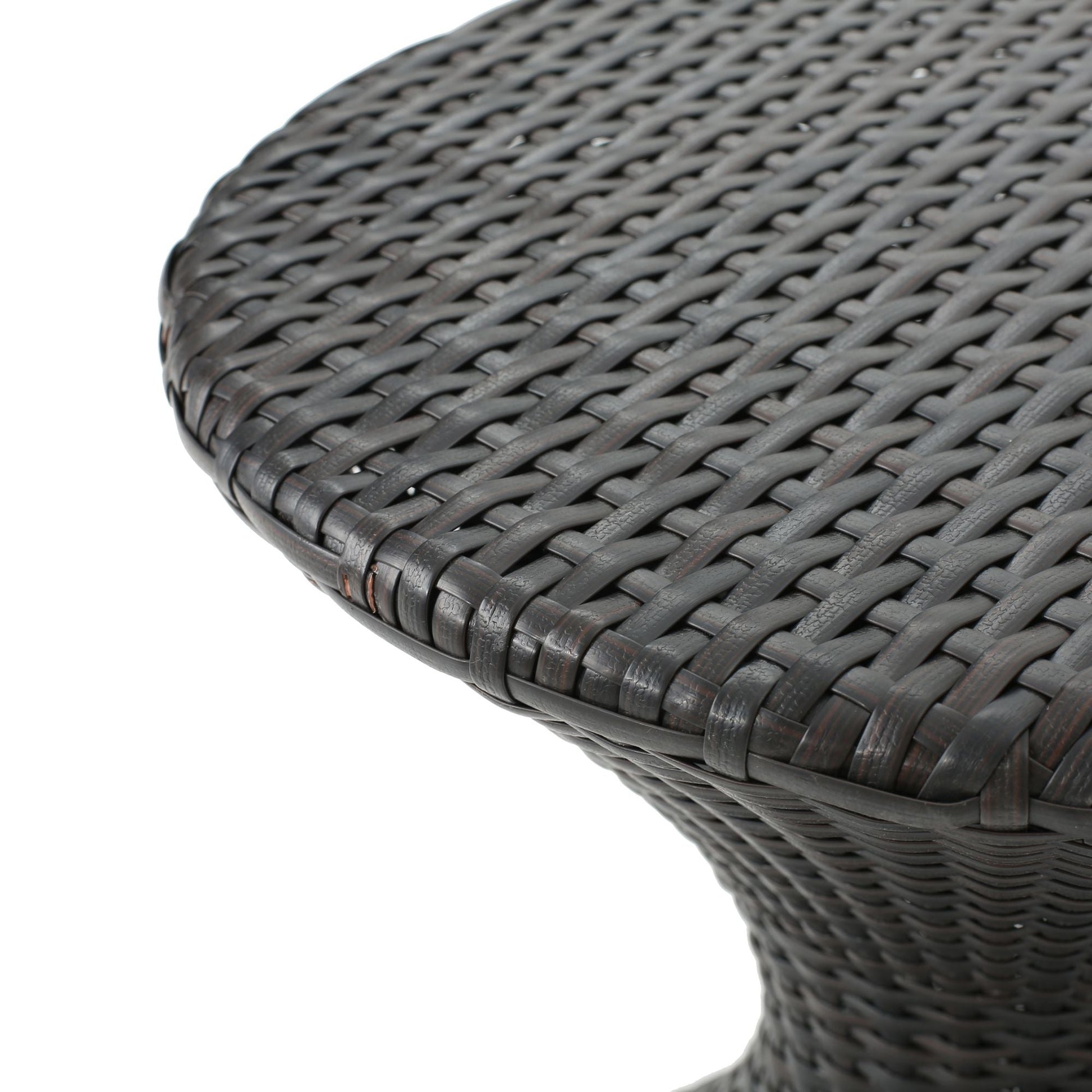 Outdoor 16-inch Multi-brown Wicker Hourgla Side Table New Era Fashion LLc
