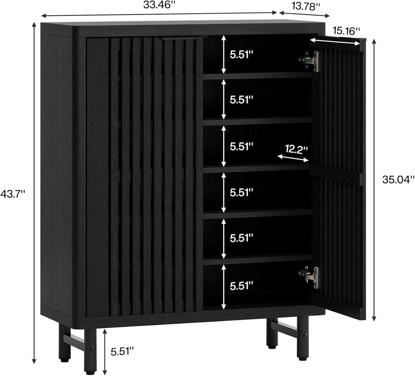 6-Tier Wooden Shoe Cabinet with Louvered Doors & Adjustable Shelves New Era Fashion LLc