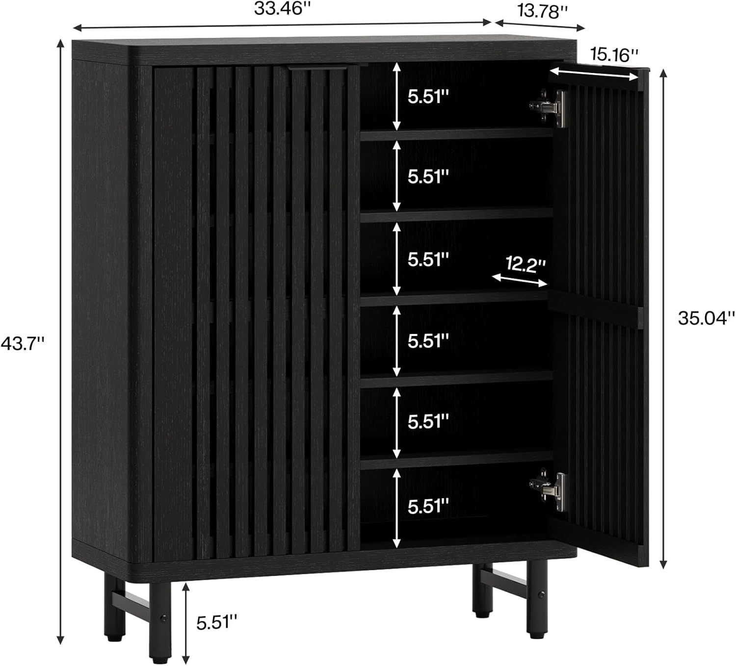 6-Tier Wooden Shoe Cabinet with Louvered Doors & Adjustable Shelves New Era Fashion LLc