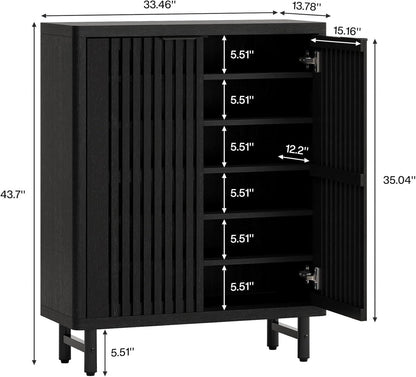 6-Tier Wooden Shoe Cabinet with Louvered Doors & Adjustable Shelves New Era Fashion LLc