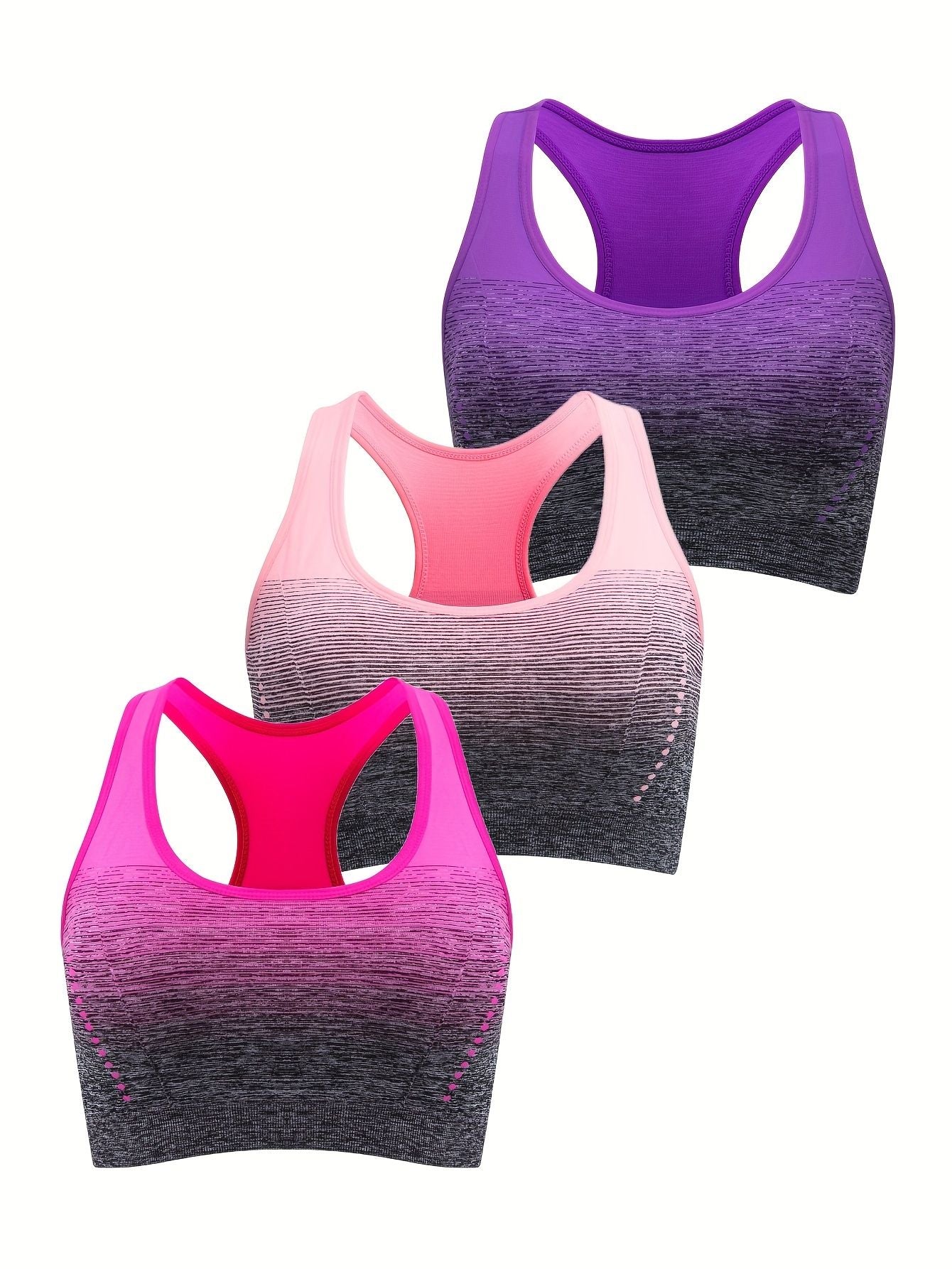1pc/2pcs/3pcsMedium Support Two Tone Racer Back Sports Bra, Fitness Workout Running Yoga Bra New Era Fashion LLc