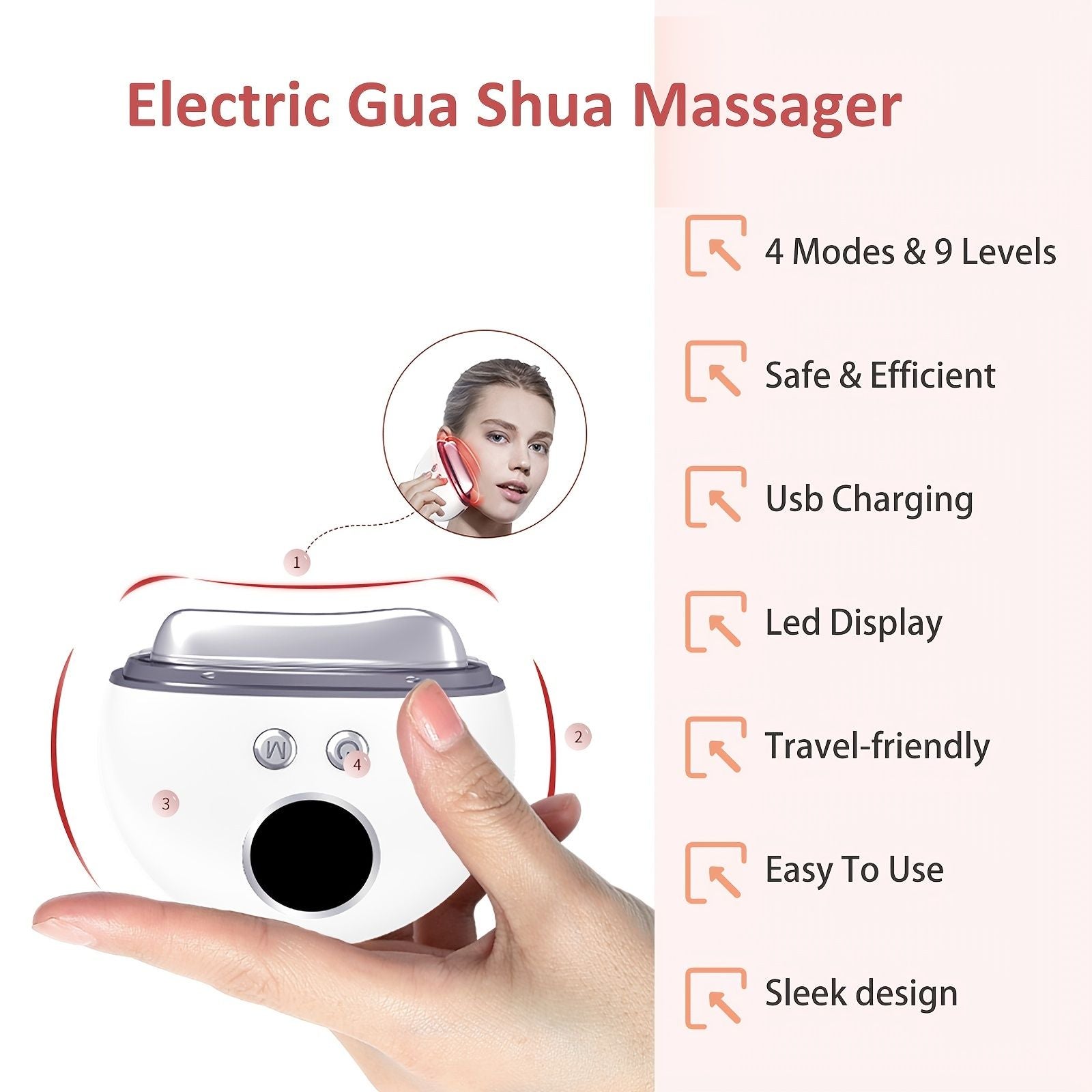 1pc Electric Gua Sha Facial Tools; Face Scraping Massager With 9 Modes; Skin Care Tool For Anti-Aging; Improve Facial Contour New Era Fashion LLc