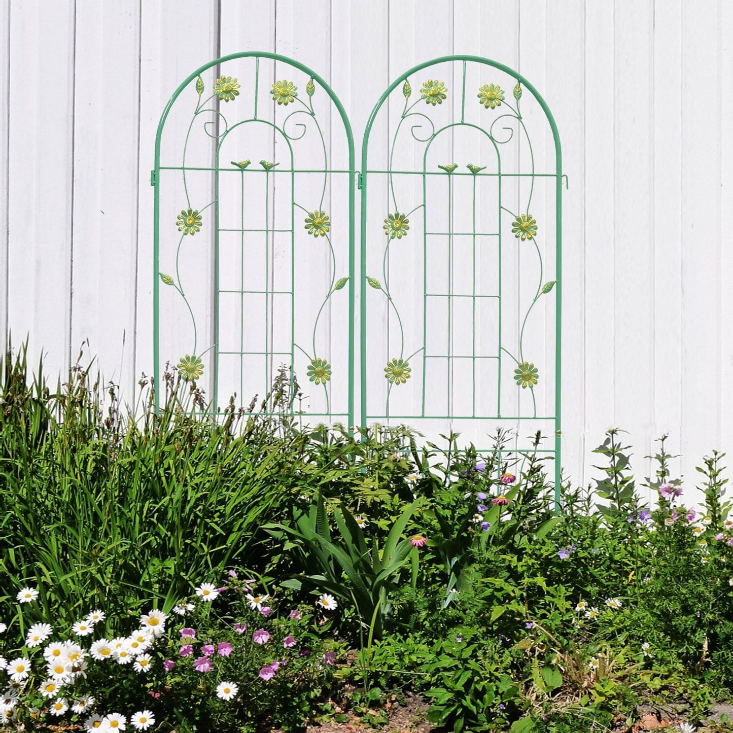 2 Pack 71" x 19.7" Metal Garden Trellis Rustproof Trellis for Climbing Plants Outdoor Flower Support Wrought Iron Ivy Vine Cucumbers Decorative(Green) New Era Fashion LLc