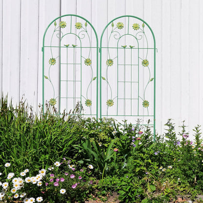 2 Pack 71" x 19.7" Metal Garden Trellis Rustproof Trellis for Climbing Plants Outdoor Flower Support Wrought Iron Ivy Vine Cucumbers Decorative(Green) New Era Fashion LLc