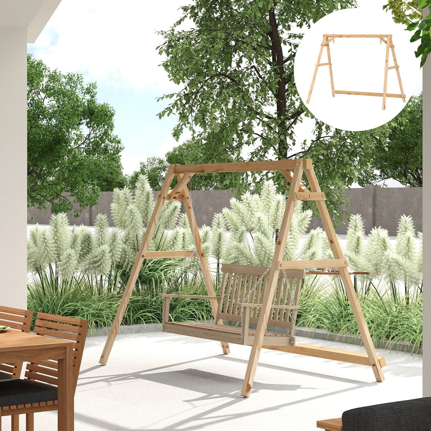 770lbs Porch Swing Frame, Heavy Duty A-Frame Hanging Chair Stand Only with Reinforced Bars for Porch, Garden, Backyard New Era Fashion LLc