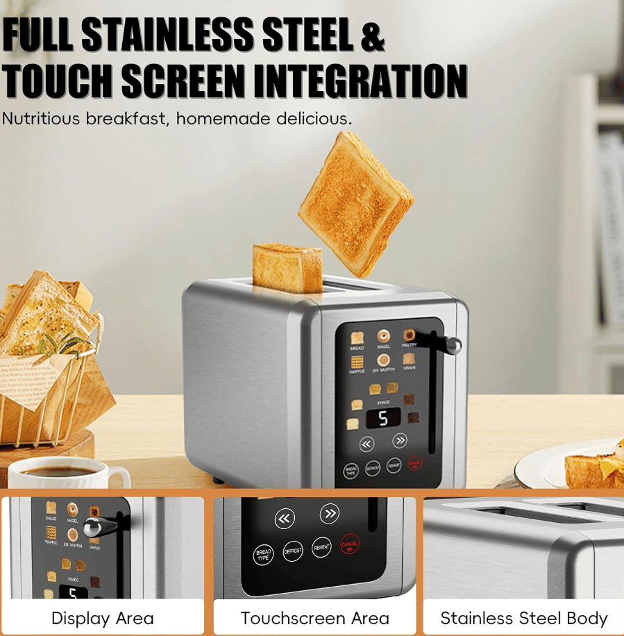 Retro Stainless Steel Toaster with 6 Browning Levels & 3 Functions - Perfect for Defrosting, Reheating, & Cancelling New Era Fashion LLc