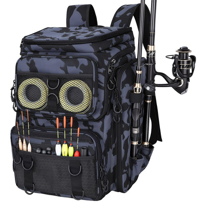 42L/11Gal Fishing Backpack Large Capacity Fishing Tackle Storage Bag with Rod Holders 16-Pocket Water-Resistant with Divider Adjustable Padded Straps for Fishing Gear Outdoor Camping Hiking New Era Fashion LLc