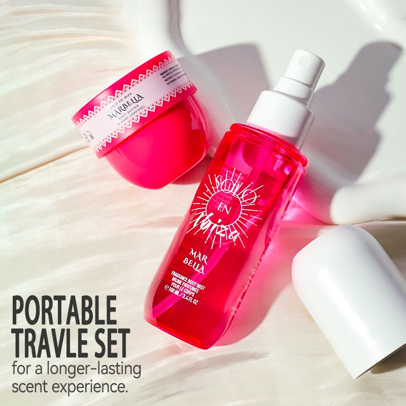 2-Piece Set, SOLO EN IBIZA Body & Hair Fragrance Mist And Body Cream Gift Box For Men And Women, Long Lasting Fragrance, 4 Different Scent, Perfect For Holiday Gifts, Dating, Daily Life, Parties New Era Fashion LLc