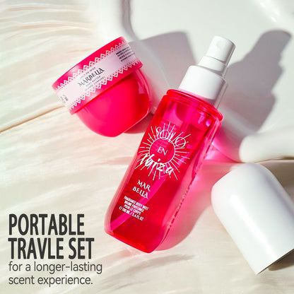 2-Piece Set, SOLO EN IBIZA Body & Hair Fragrance Mist And Body Cream Gift Box For Men And Women, Long Lasting Fragrance, 4 Different Scent, Perfect For Holiday Gifts, Dating, Daily Life, Parties New Era Fashion LLc