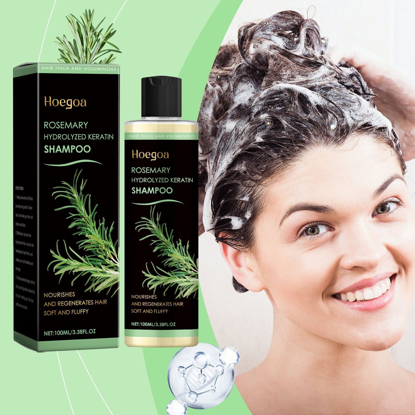 Hoegoa Rosemary Thickening Shampoo - Plant-controlled oil, nourishing and moisturizing, repairing, volumizing, refreshing shampoo New Era Fashion LLc