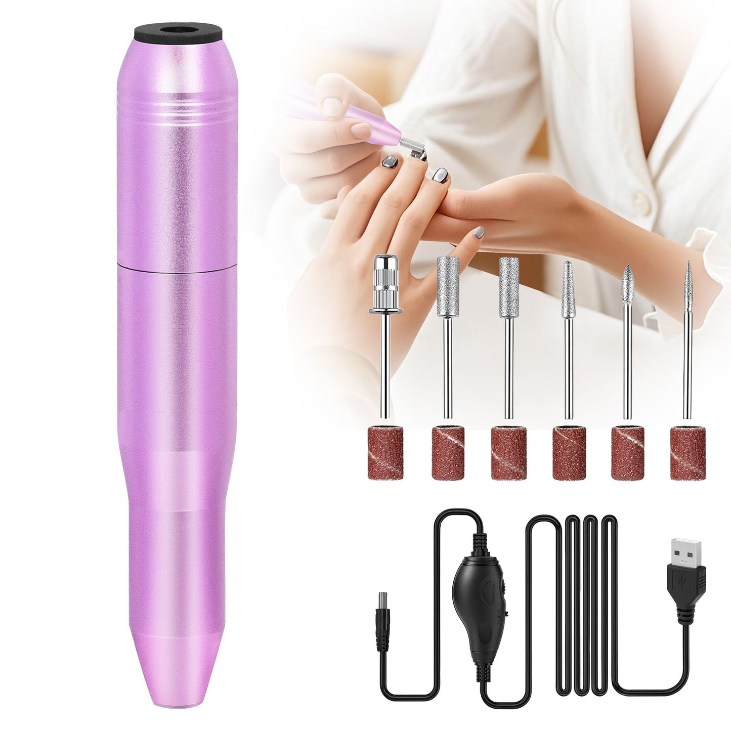 Portable Electric Nail Drill, Professional Nail File Kit for Acrylic, Gel Nails, Manicure Pedicure with Nail Drill Bits Sanding Bands Rose gold New Era Fashion LLc
