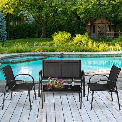 4 Pieces Patio Furniture Set with Glass Top Coffee Table New Era Fashion LLc