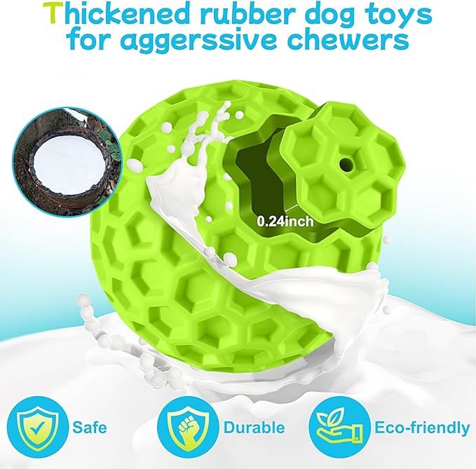 havit Indestructible Squeaky Dog Balls for Aggressive Chewers, Interactive Dog Toys to Keep Them Busy, Rubber Dog Chew Toy for Large Medium Breeds, Outdoor Waterproof (3 Colors) New Era Fashion LLc