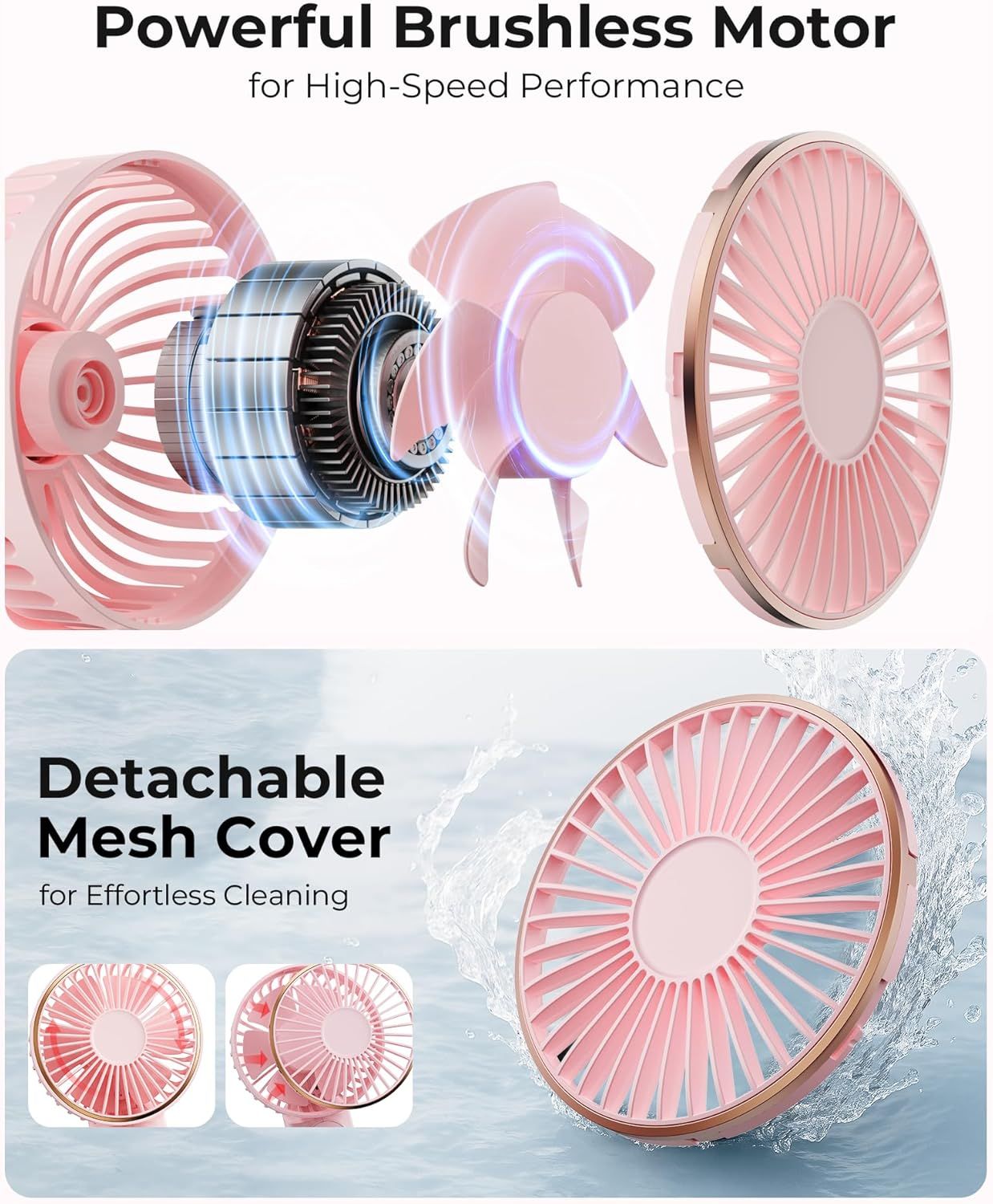 Portable Handheld Fan, Portable Fan Rechargeable, 4000mAh, 180° Adjustable, 6 Speed Wind, Display Electricity in Real Time, USB Rechargeable Foldable F an, Quiet Personal Fan as Power Bank New Era Fashion LLc