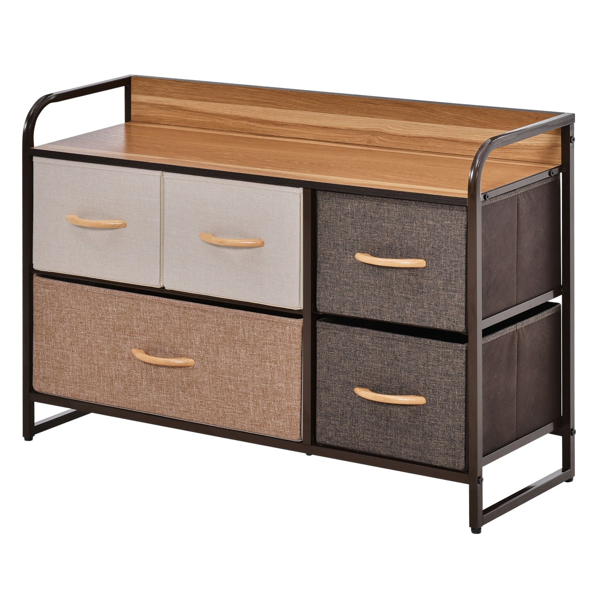 5-Bin Dresser Storage Tower Cabinet Organizer Unit, Chest Dresser Drawers with Metal Frame for Bedroom, Multicoloured New Era Fashion LLc