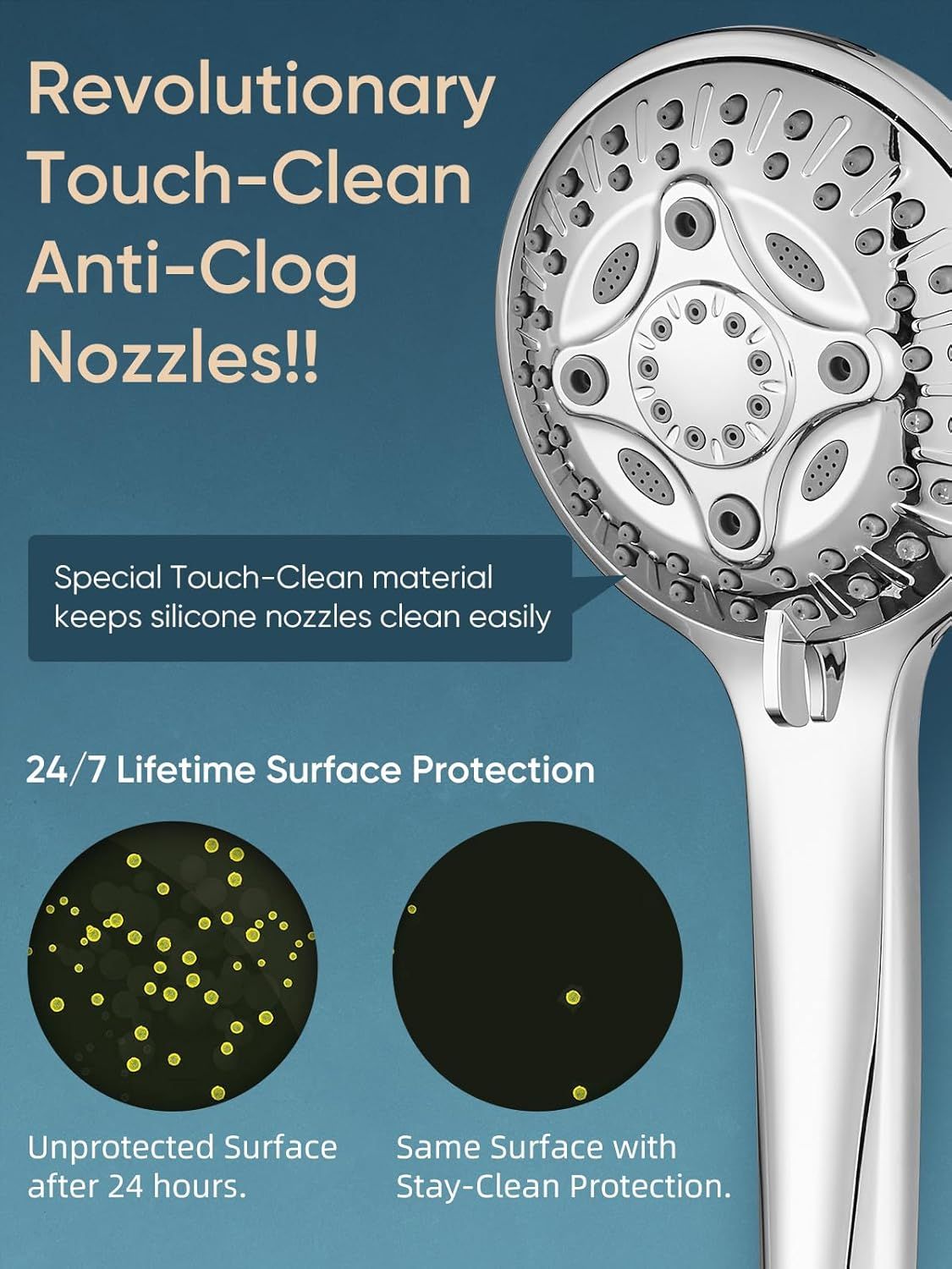 11.8 Inch Rain Shower Head with 6 Modes Handheld Water Spray High Pressure Showerhead Combo with 11 Inch Adjustable Extension Arm New Era Fashion LLc