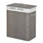 26.4-Gals Bamboo Laundry Hamper with Lid and Handles, 2-Section Collapsible Laundry Basket, Gray New Era Fashion LLc