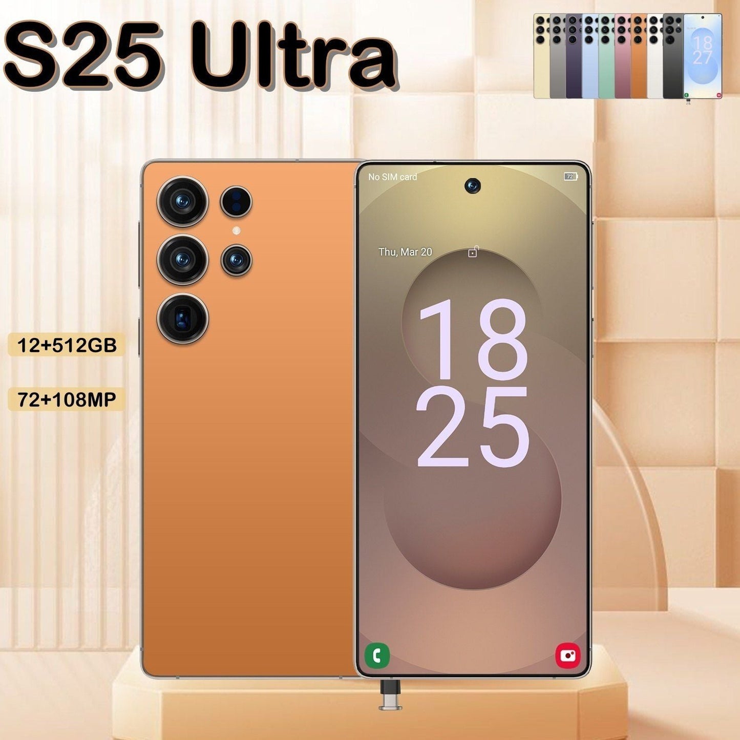 I25 Ultra 5G Smartphone, Unlocked Cell Phone, 6.8" HD Screen Unlocked Phones,  , 6000mAh Battery, Built in Pen, 12+512GB, Android 14, Face ID+Fingerprint Lock New Era Fashion LLc