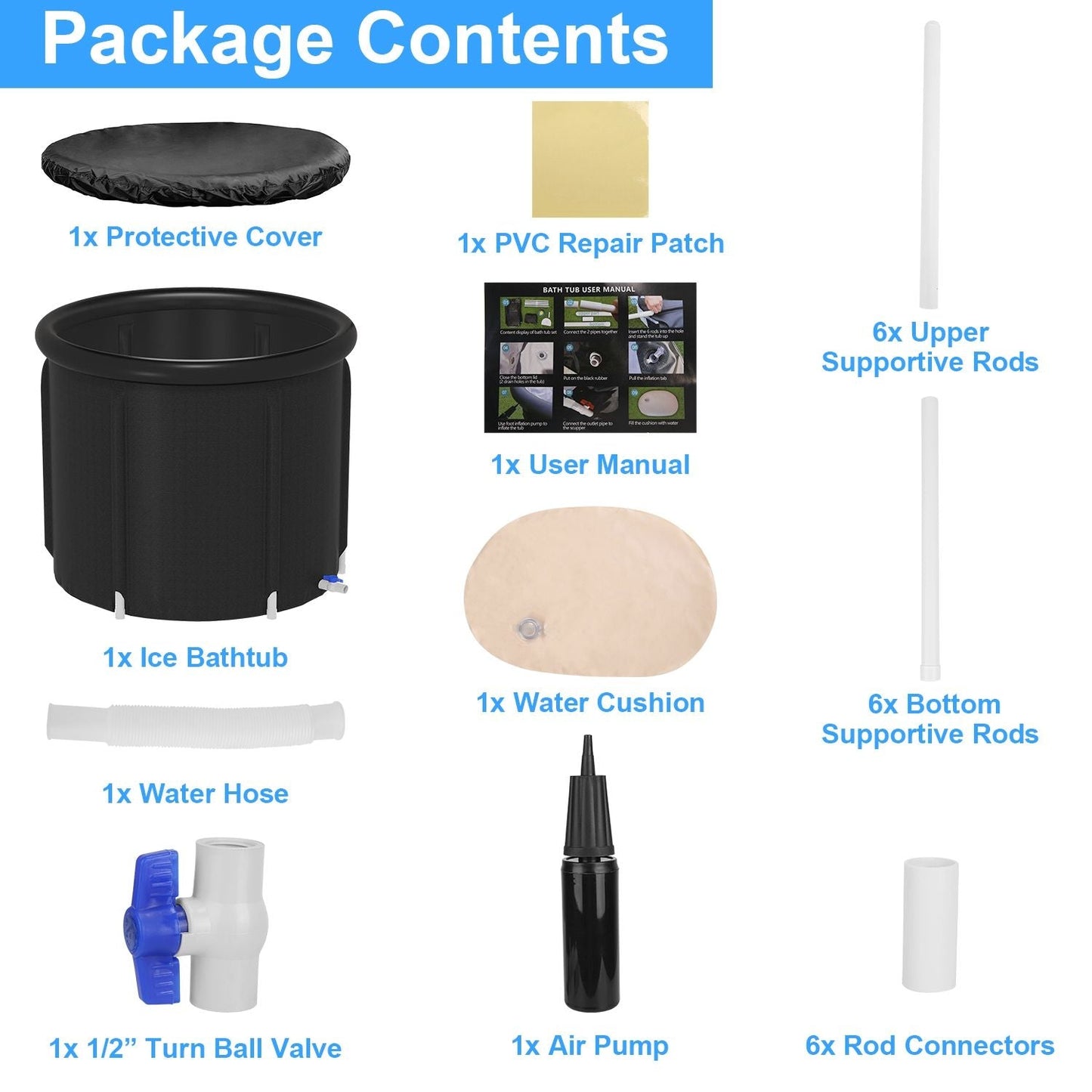 Portable Ice Bath Tub 97Gallon (370L), Portable Insulated Ice Bath Tub for Athletes Recovery, Easy Setup Ice Bathtub for Home Gym CampingCold Plunge Therapy Tub with 5-Layers Insulation, Large Ice Bat New Era Fashion LLc
