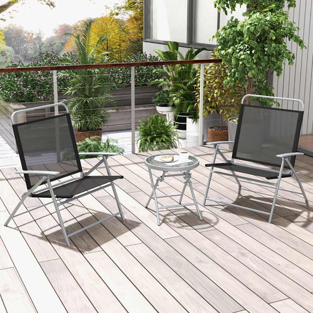 3 Pieces Patio Folding Chair Set Outdoor Metal Conversation Set New Era Fashion LLc