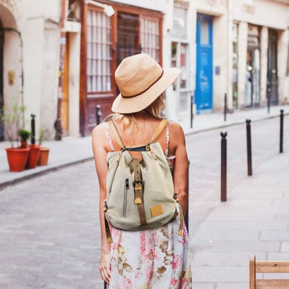 Ladies Canvas Tote Bag Multifunctional Purse Handbag Adjustable Shoulder Rucksack Convertible Backpack Wear-Resistant Dirt-Proof For Women School Office Travel New Era Fashion LLc