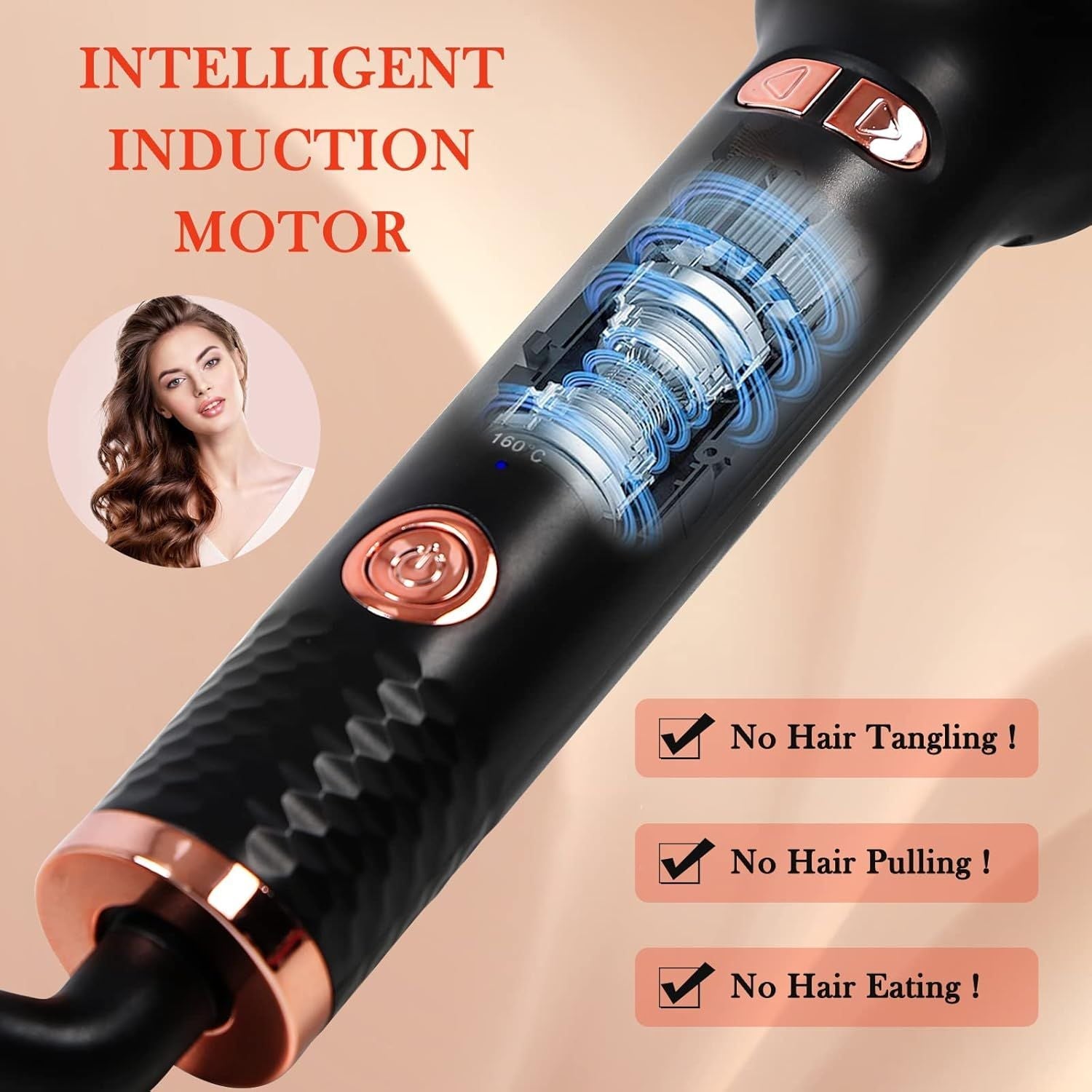 Automatic Curling Iron, Ceramic Ionic Auto-Rotating Hair Curling Wand with Anti-Stuck Technology - Black New Era Fashion LLc