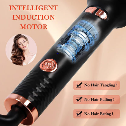 Automatic Curling Iron, Ceramic Ionic Auto-Rotating Hair Curling Wand with Anti-Stuck Technology - Black New Era Fashion LLc