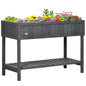Elevated Planter Box Stand Wooden with 8 Slots and Shelf Dark Grey for Herbs Veggies Flowers New Era Fashion LLc