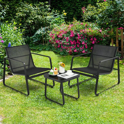 3 Pieces Patio Bistro Furniture Set with Glass Top Table Garden Deck New Era Fashion LLc